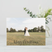 Cartes Pour Fêtes Annuelles Script Merry Christmas Photo Card (Debout devant)