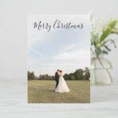 Cartes Pour Fêtes Annuelles Script Merry Christmas Photo Card (Debout devant)