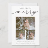 Cartes Pour Fêtes Annuelles Script Merry | Holiday Photo Collage Card (Devant)