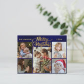 Cartes Pour Fêtes Annuelles Script minimal 6 Photo or Joyeux Noël (Debout devant)