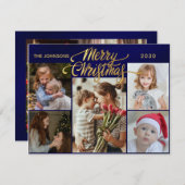 Cartes Pour Fêtes Annuelles Script minimal 6 Photo or Joyeux Noël (Devant / Derrière)