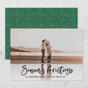 Cartes Pour Fêtes Annuelles Script minimal de photo vert de Noël
