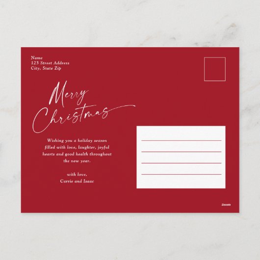 Cartes Pour Fêtes Annuelles Script minimal Joyeux Noël photo (Dos)