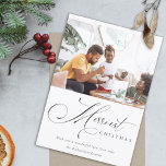 Cartes Pour Fêtes Annuelles Script minimal Merriest Christmas Greeting Photo<br><div class="desc">Si vous avez besoin d'une personnalisation supplémentaire,  n'hésitez pas à m'envoyer un message sur yellowfebstudio@gmail.com .</div>