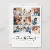 Cartes Pour Fêtes Annuelles Script Minimal Moderne | 9 Collage de Photos Multi (Devant)