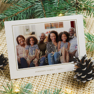 Cartes Pour Fêtes Annuelles Script minimaliste 4 photo collage or Noël