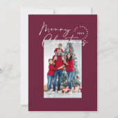 Cartes Pour Fêtes Annuelles Script moderne 1 photo bordeaux Joyeux Noël (Devant)