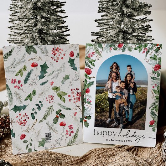 Cartes Pour Fêtes Annuelles Script Moderne avec Arche Botanique Élégante 1 Pho