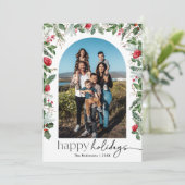 Cartes Pour Fêtes Annuelles Script Moderne avec Arche Botanique Élégante 1 Pho (Debout devant)