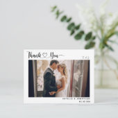 Cartes Pour Fêtes Annuelles Script moderne avec Mariage de coeur Photo Merci (Debout devant)