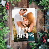 Cartes Pour Fêtes Annuelles Script moderne chic Joyeux Noël Une photo