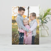 Cartes Pour Fêtes Annuelles Script moderne chic Joyeux Noël Une photo (Debout devant)