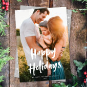 Cartes Pour Fêtes Annuelles Script moderne chic Joyeux vacances une photo