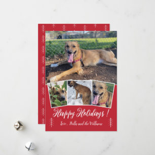 Cartes Pour Fêtes Annuelles Script moderne Chien Photo Collage Red Holiday Car
