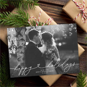 Cartes Pour Fêtes Annuelles Script moderne Coeur Joyeux Vacances Une photo