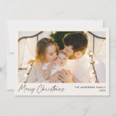 Cartes Pour Fêtes Annuelles Script moderne crème Joyeux Noël Photo (Devant)