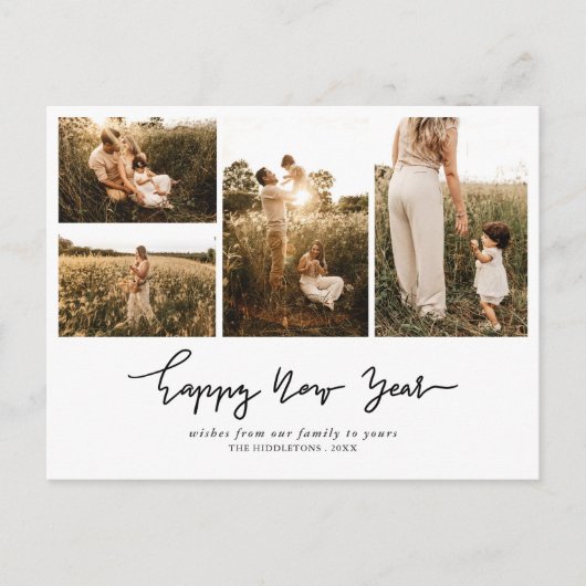 Cartes Pour Fêtes Annuelles Script moderne de bonne année | Multiphoto (Devant)