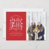 Cartes Pour Fêtes Annuelles Script Moderne de Noël Holly Jolly Photo (Devant)