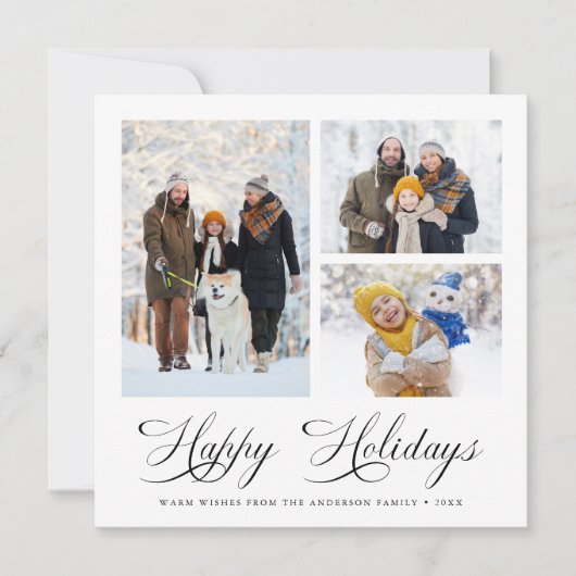 Cartes Pour Fêtes Annuelles Script moderne élégant Joyeux vacances 3 Photo (Devant)