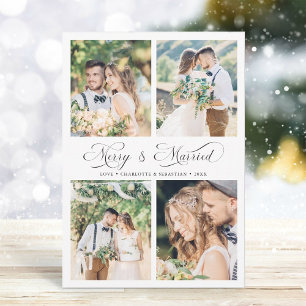 Cartes Pour Fêtes Annuelles Script moderne élégant Merry & Marié 4 Photo