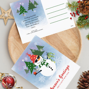 Cartes Pour Fêtes Annuelles Script moderne élégant Snowman Snowflakes Noël