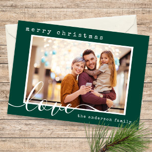 Cartes Pour Fêtes Annuelles Script moderne Famille Photo Noël