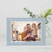 Cartes Pour Fêtes Annuelles Script moderne Famille Photo Noël (Debout devant)