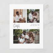 Cartes Pour Fêtes Annuelles Script moderne Grateful Centré trois photos (Devant)