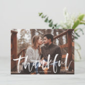 Cartes Pour Fêtes Annuelles Script moderne Grille Gold Photo Thanksgiving (Debout devant)