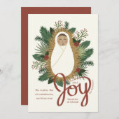 Cartes Pour Fêtes Annuelles Script moderne Joie bébé Jésus Nativité Noël (Devant / Derrière)