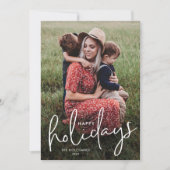 Cartes Pour Fêtes Annuelles Script moderne Joyeuses vacances Photo simple (Devant)