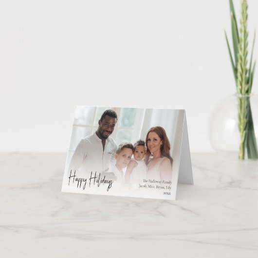 Cartes Pour Fêtes Annuelles Script moderne Joyeuses vacances pliées pleine pho (Devant)