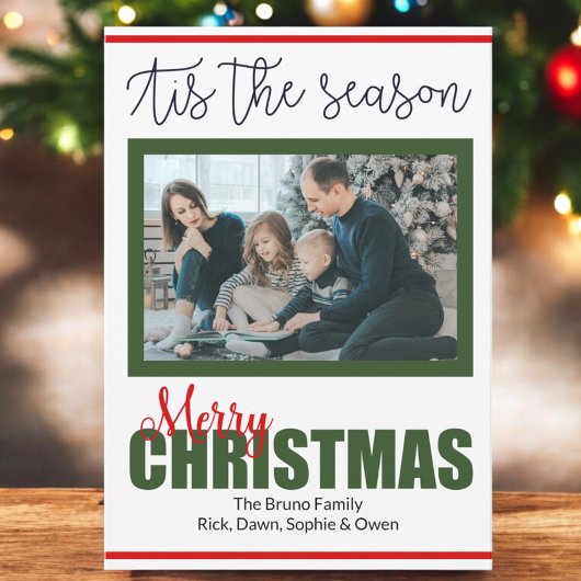 Cartes Pour Fêtes Annuelles Script moderne Joyeux Noël Photo Année de révision