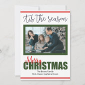 Cartes Pour Fêtes Annuelles Script moderne Joyeux Noël Photo Année de révision (Devant)