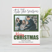 Cartes Pour Fêtes Annuelles Script moderne Joyeux Noël Photo Année de révision (Debout devant)