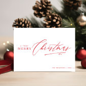 Cartes Pour Fêtes Annuelles Script moderne Joyeux Noël Rouge Non photo plié