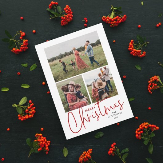 Cartes Pour Fêtes Annuelles Script moderne Joyeux Noël Simple 3 Photo