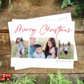 Cartes Pour Fêtes Annuelles Script moderne Joyeux Noël Trois photos