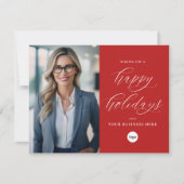Cartes Pour Fêtes Annuelles Script moderne Joyeux Vacances Photo Business (Devant)
