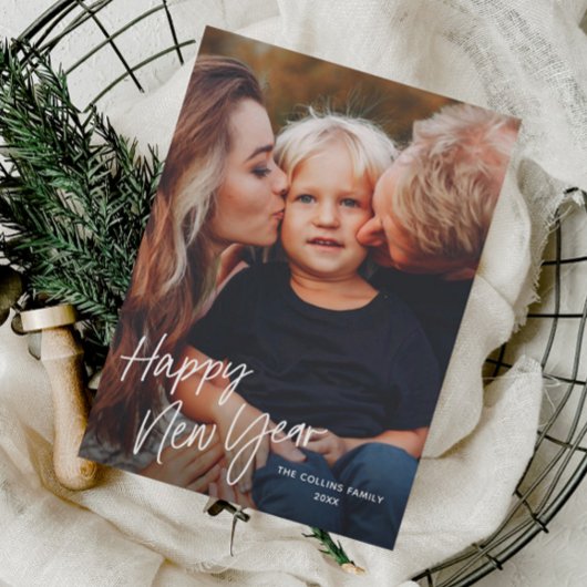 Cartes Pour Fêtes Annuelles Script moderne Lettrage 2 photo Nouvel An