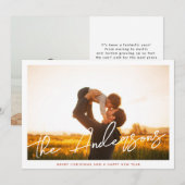 Cartes Pour Fêtes Annuelles Script moderne | MERRY CHRISTMAS 2 Photo (Devant / Derrière)