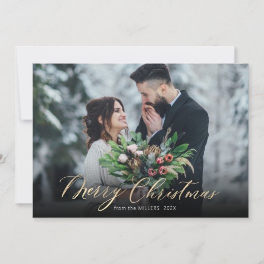 Cartes Pour Fêtes Annuelles Script moderne Noël Arbre 2 Photo Noël (Devant)