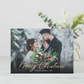 Cartes Pour Fêtes Annuelles Script moderne Noël Arbre 2 Photo Noël (Debout devant)