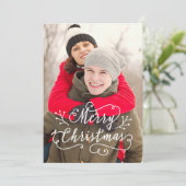 Cartes Pour Fêtes Annuelles Script moderne noir blanc Joyeux Noël Photo (Debout devant)