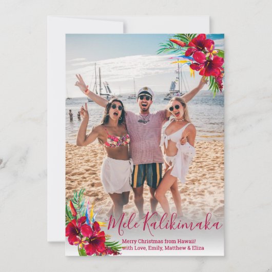 Cartes Pour Fêtes Annuelles Script moderne Photo Mele Kalikimaka Noël (Devant)