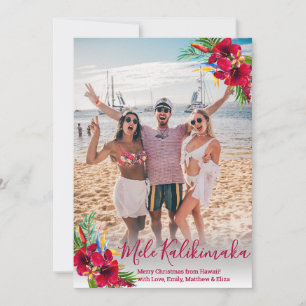 Cartes Pour Fêtes Annuelles Script moderne Photo Mele Kalikimaka Noël