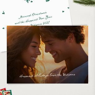 Cartes Pour Fêtes Annuelles Script moderne photo Noël le plus heureux
