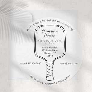 Cartes Pour Fêtes Annuelles Script moderne Pickleball nuptiale douche Invitati