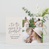 Cartes Pour Fêtes Annuelles Script moderne reconnaissance photo vacances (Debout devant)