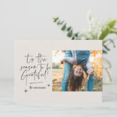Cartes Pour Fêtes Annuelles Script moderne reconnaissance photo vacances (Debout devant)